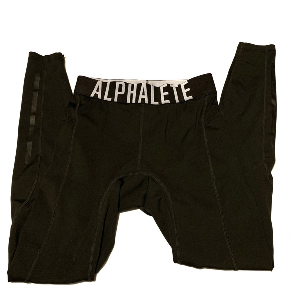 Alphalete • EUC Large Black Leggings Spelled Out Waistband